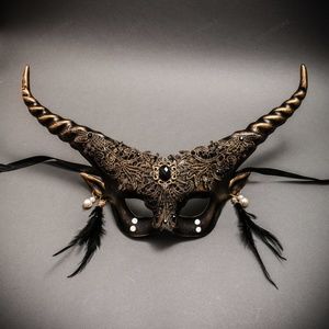 Krampus Horn Sexy Venetian Lace Halloween Gold